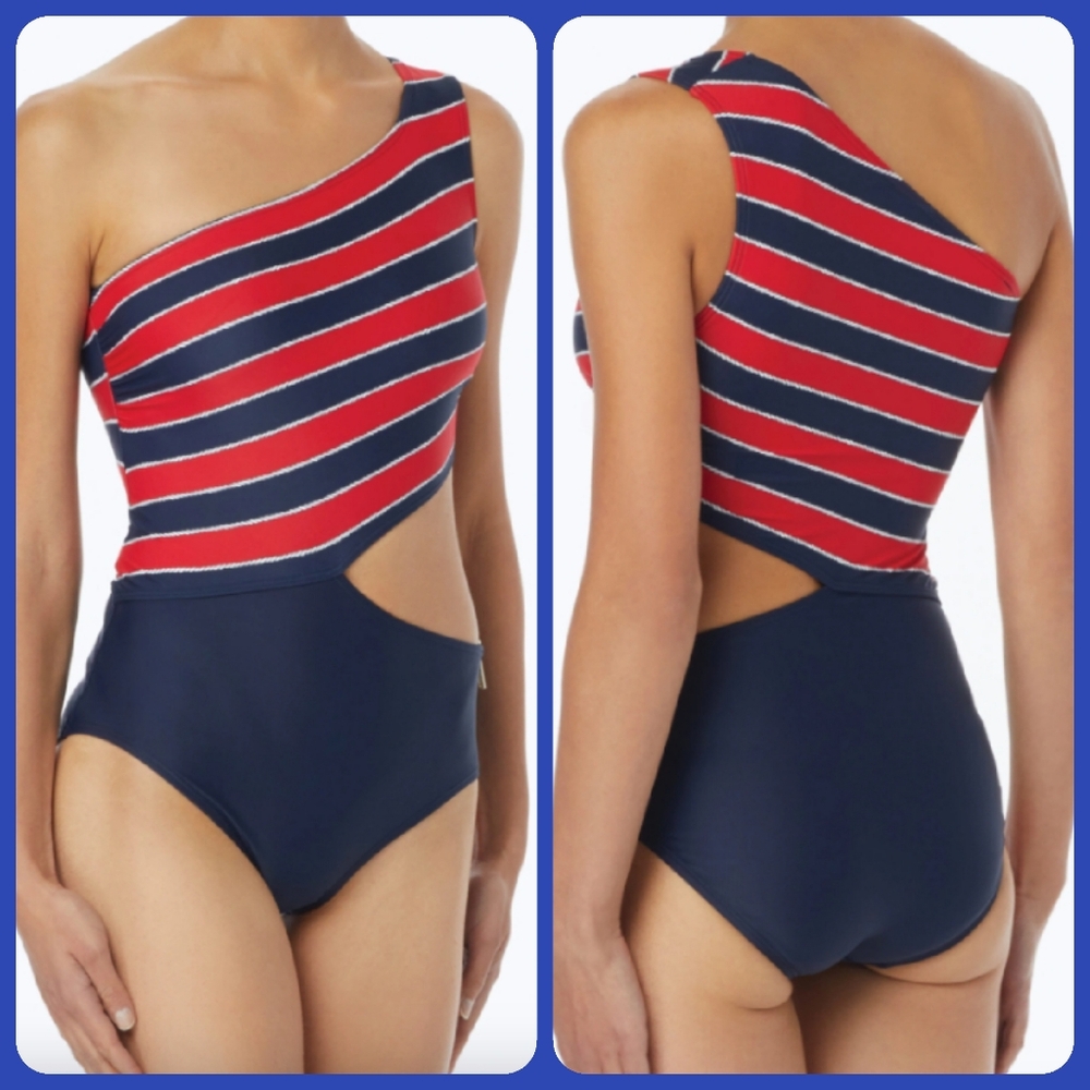 *HP* NWOT Michael Kors Red/Navy Cutout Swimsuit - Picture 2 of 5